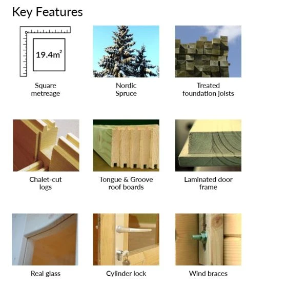 Palmako Claudia 5.4m X 3.9m Log Cabin Garden Room (44mm) - Image 4