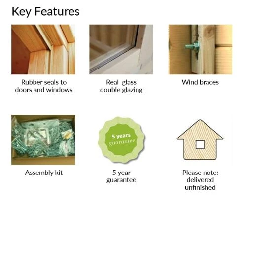 Palmako Ines 5.1m X 3.3mm Log Cabin Garden Room (44mm) - Image 5