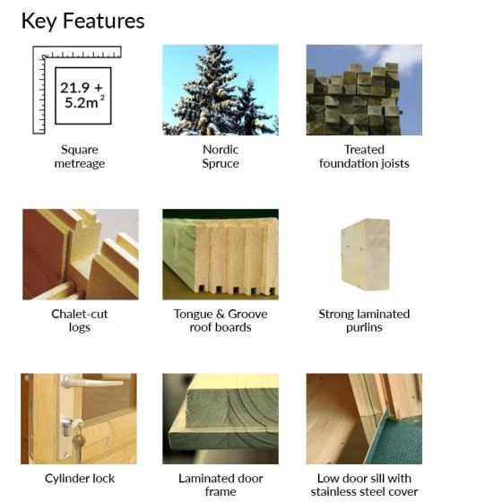 Palmako Irene 5.3m X 5.7m Log Cabin Garden Building (44mm) - Image 13