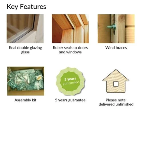 Palmako Irene 5.3m X 5.7m Log Cabin Garden Building (44mm) - Image 14