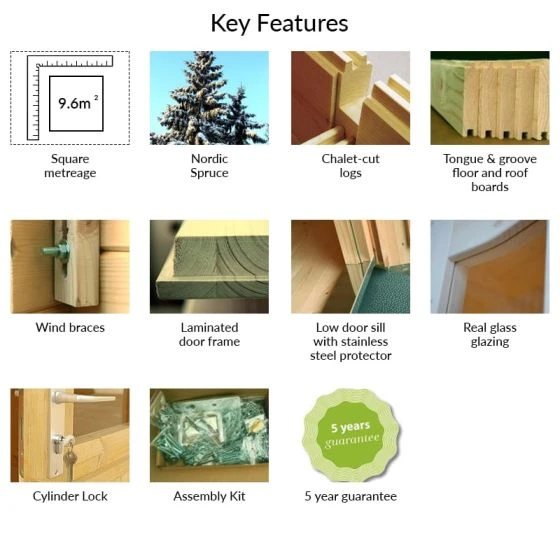 Palmako Iris 3.9m X 3m Log Cabin Summer House (28mm) - Image 3