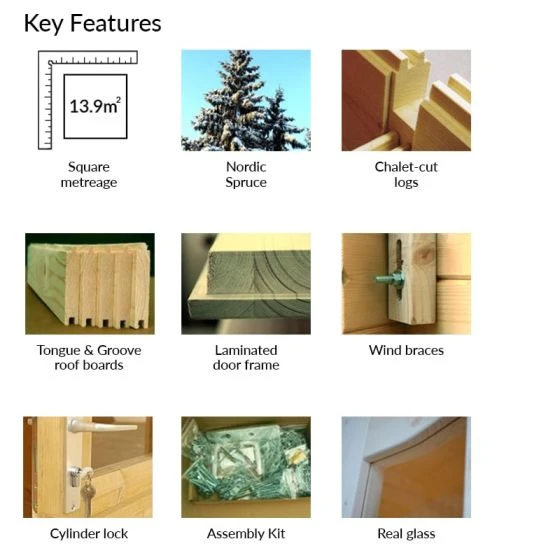 Palmako Lotta 3.9m X 3.9m Log Cabin Garden Room (34mm) - Image 5