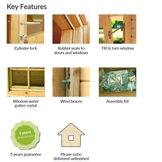 Palmako Sally 4.8m X 3.9m Log Cabin Summer House (44mm) - Image 8