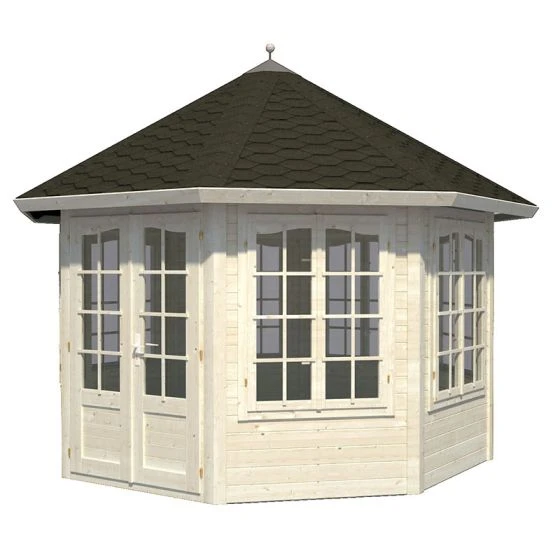 Palmako Veronica 3.4m X 3.4m Octagonal Summer House Log Cabin (34mm) - 7 Windows - Image 5