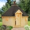 Palmako Eva 3.8m X 3.8m Corner Log Cabin BBQ Hut - Barbecue Hut (44mm)