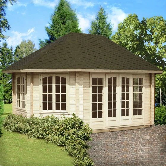 Palmako Hanna 4.2m X 5.7m Corner Log Cabin Summer House (44mm) - Image 2