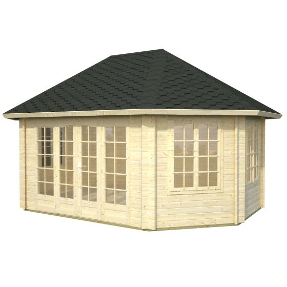 Palmako Hanna 4.2m X 5.7m Corner Log Cabin Summer House (44mm) - Image 4