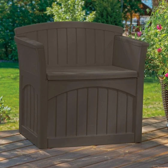 2'7 X 1'9 Suncast 117 Litre Plastic Garden Storage Seat - Java Brown (0.78m X 0.53m)