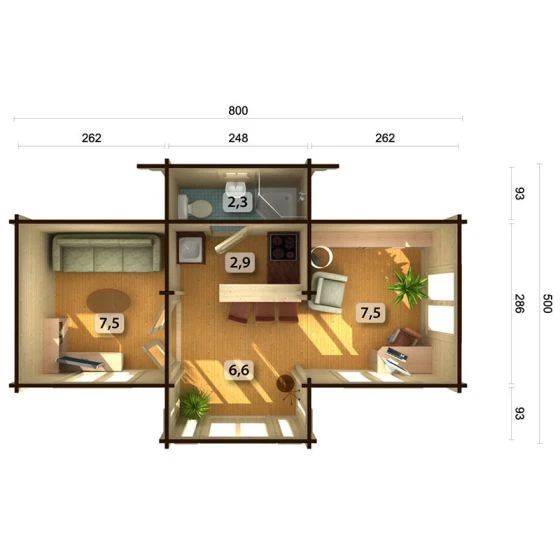 Palmako Anna 7.8m X 4.8m Log Cabin Garden Building (70mm) - Image 9