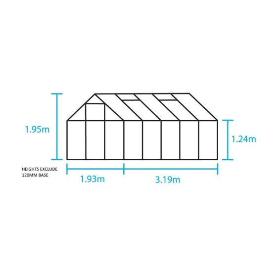 6'4 X 10'6 Green Frame Halls Popular 106 Greenhouse (1.93 X 3.19m) - Image 2