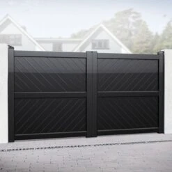 Barnstaple Premium Aluminium Driveway Double Gates - Black