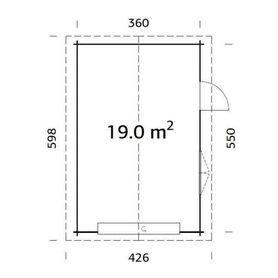 Palmako Roger 3.6m X 5.5m Log Cabin Single Garage (44mm) - Up And Over Door - Image 10