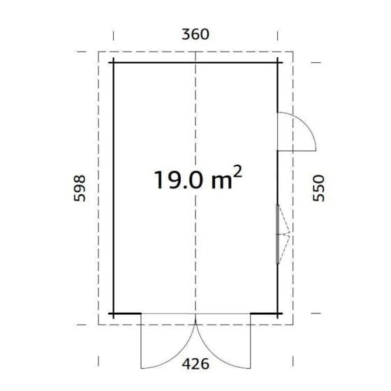 Palmako Roger 3.6m X 5.5m Log Cabin Single Garage (44mm) - Double Doors - Image 3