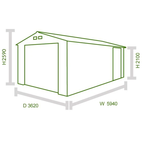 12' X 20' Sapphire Olympian Anthracite Metal Garage (3.62m X 5.94m) - Image 3