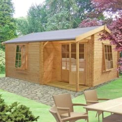 Shire Azay 2 4.5m X 4.2m Log Cabin Summer House (28mm)