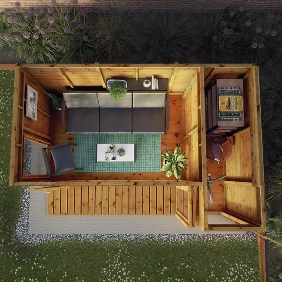 12' X 8' Mercia Premium Summer House With Side Shed (3.69m X 2.41m) - Image 6