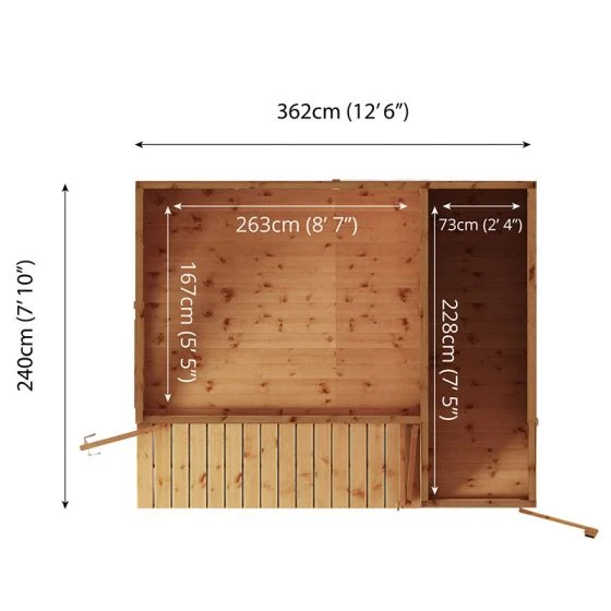 12' X 8' Mercia Premium Summer House With Side Shed (3.69m X 2.41m) - Image 4