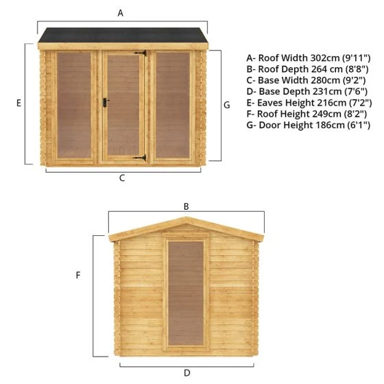 Mercia 3m X 2.5m Log Cabin Summer House (19mm) - Image 3