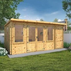 Mercia Visby 5.1m X 3m Pent Log Cabin With Side Shed (19mm)