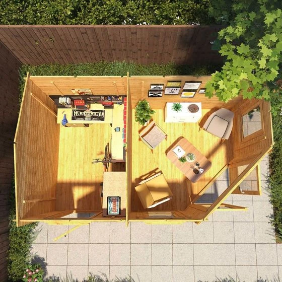 Mercia 5m X 3m Corner Log Cabin Plus Side Shed (28mm) – Double Glazed - Image 6