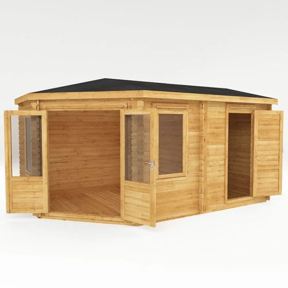 Mercia 5m X 3m Corner Log Cabin Plus Side Shed (28mm) – Double Glazed - Image 17