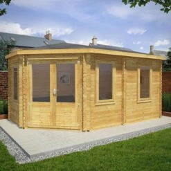 Mercia Grande 5m X 3m Corner Log Cabin (28mm) – Double Glazed