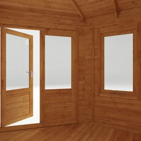 Mercia 5m X 3m Corner Log Cabin Plus Side Shed (34mm) – Double Glazed - Image 10