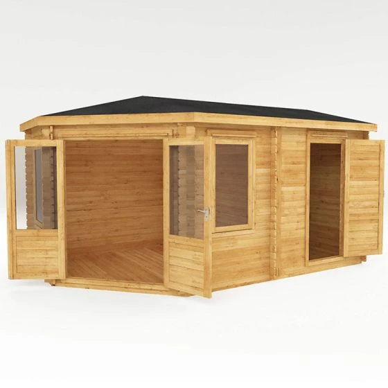 Mercia 5m X 3m Corner Log Cabin Plus Side Shed (34mm) – Double Glazed - Image 15