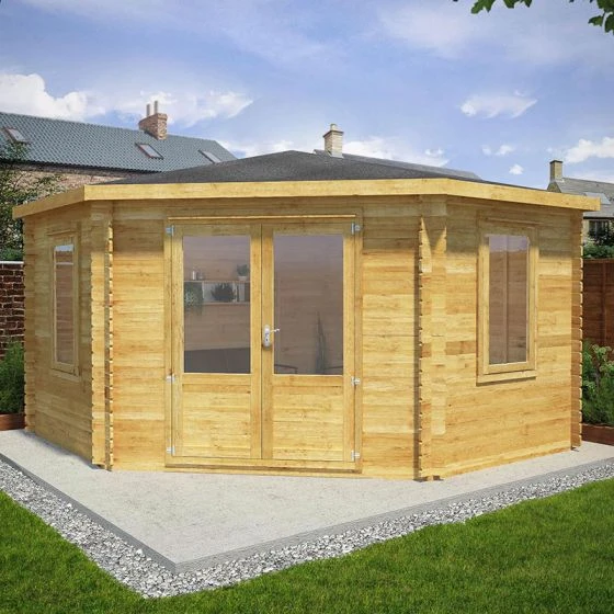 Mercia 4m X 4m Corner Log Cabin (34mm) - Double Glazed