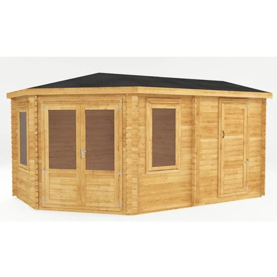 Mercia 5m X 3m Corner Log Cabin Plus Side Shed (44mm) – Double Glazed - Image 15