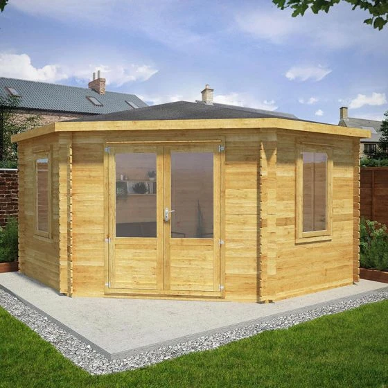 Mercia 4m X 4m Corner Log Cabin (44mm) - Double Glazed