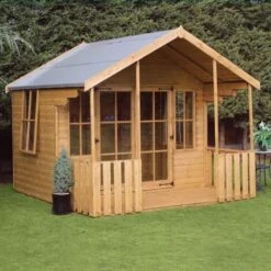 10' X 10' Traditional Woodstock Wooden Summer House With Veranda