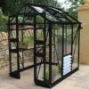4' X 6' Halls Cotswold Birdlip Small Greenhouse In Black With Toughened Glass (1.47m X 1.94m)