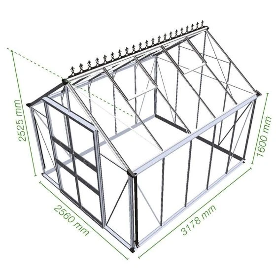 8' X 10' Halls Cotswold Blockley Greenhouse In Black With Toughened Glass (2.56m X 3.17m) - Image 2