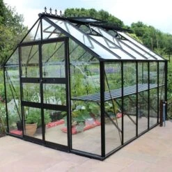 8' X 14' Halls Cotswold Blockley Greenhouse In Green With Toughened Glass (2.56m X 4.41m)