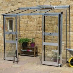 8' X 4' Halls Cotswold Broadway 84 Silver Lean-To Greenhouse (2.56m X 1.32m)
