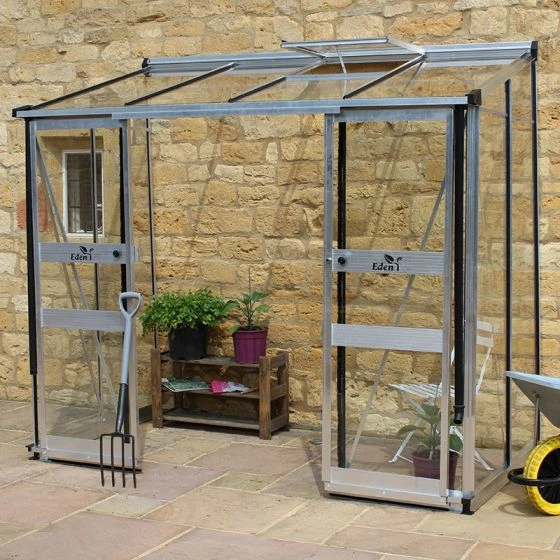 8' X 4' Halls Cotswold Broadway 84 Silver Lean-To Greenhouse (2.56m X 1.32m)