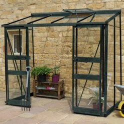 8' X 4' Halls Cotswold Broadway 84 Green Lean-To Greenhouse (2.56m X 1.32m)