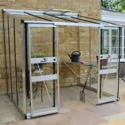 8' X 6' Halls Cotswold Broadway 86 Silver Lean-To Greenhouse (2.56m X 1.93m)