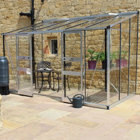12' X 6' Halls Cotswold Broadway 126 Silver Lean-To Greenhouse (3.76m X 1.93m)