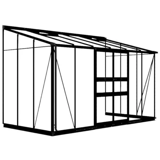 12' X 6' Halls Cotswold Broadway 126 Black Lean-To Greenhouse (3.76m X 1.93m) - Image 6