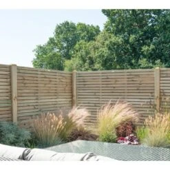 Forest 6' X 5' Pressure Treated Contemporary Double Slatted Fence Panel (1.8m X 1.5m)
