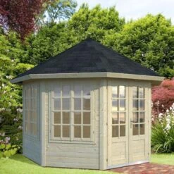 Palmako Veronica 3.4m X 3.4m Octagonal Summer House Log Cabin (34mm) - 4 Windows