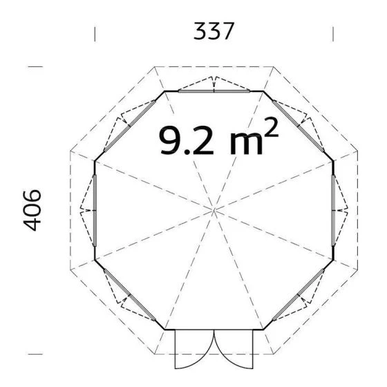 Palmako Veronica 3.4m X 3.4m Octagonal Summer House Log Cabin (34mm) - 7 Windows - Image 3