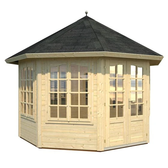 Palmako Veronica 3.4m X 3.4m Octagonal Summer House Log Cabin (34mm) - 7 Windows - Image 4